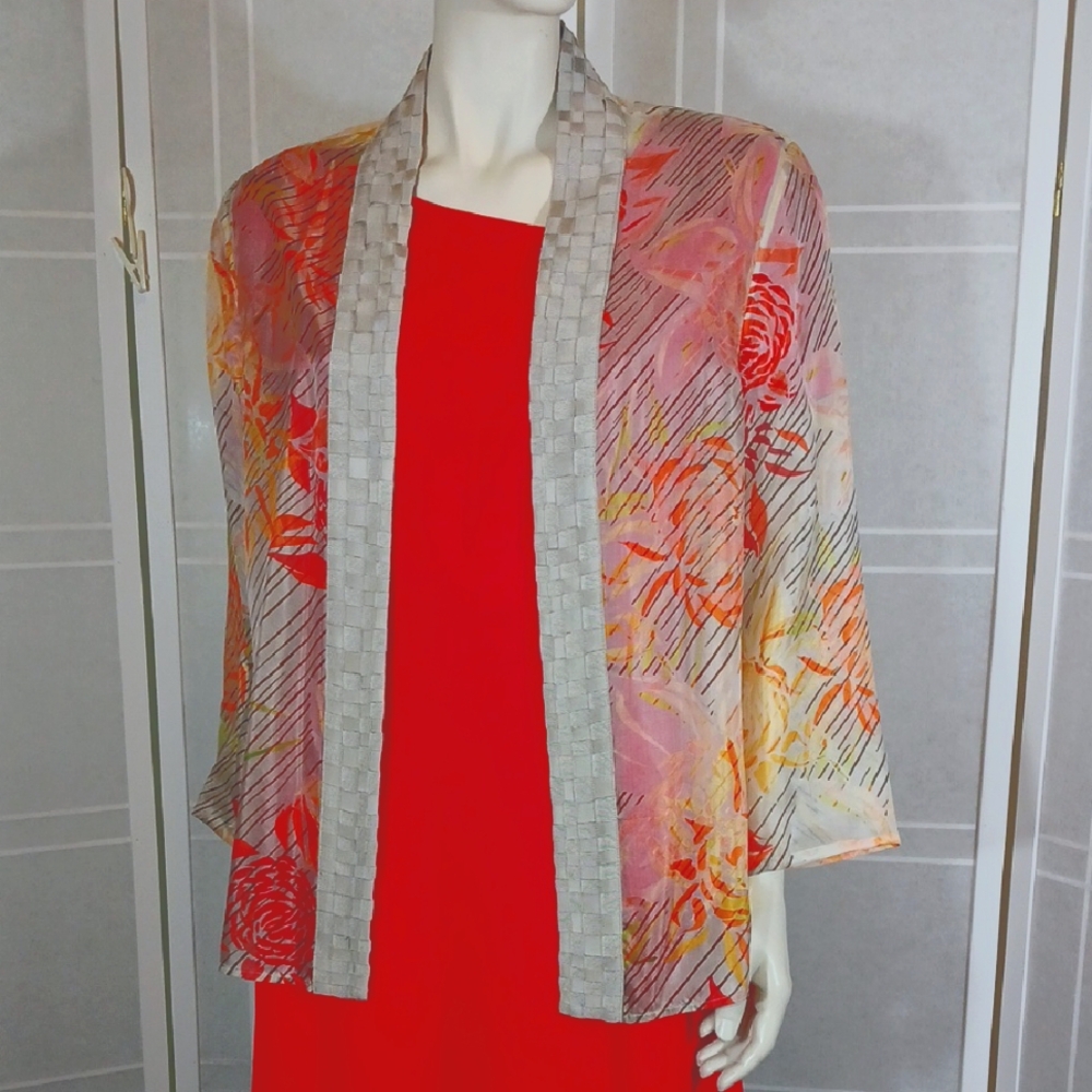 Chicos Silk Sheer Jacket L
